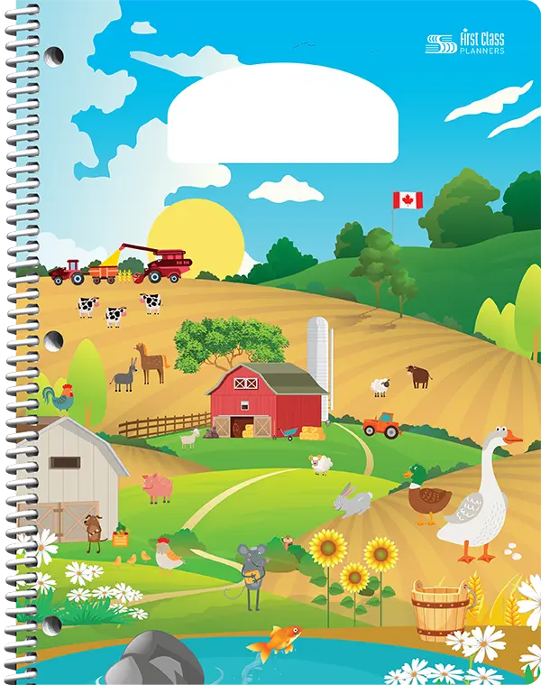 Choix de couvertures d’agendas scolaires PiQ Plein potentiel Standard – Sur la ferme
